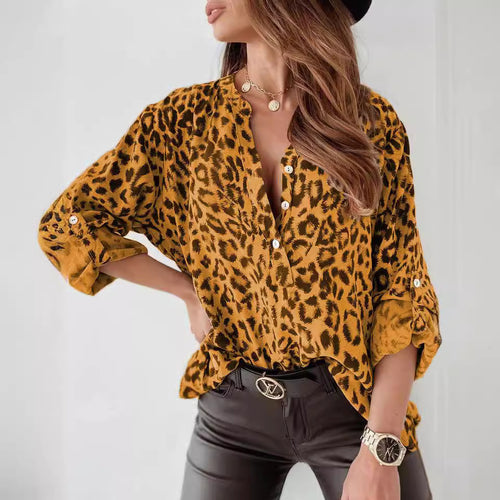 Damen Bluse im eleganten Animal-Print mit Raffungen EB