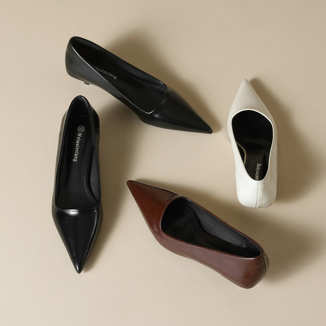 Damen elegante spitze Pumps mit komfortablem Blockabsatz EB