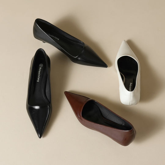 Damen elegante spitze Pumps mit komfortablem Blockabsatz EB