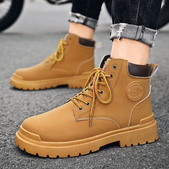 Herren Robuste Schnürboots aus hochwertigem Leder mit rutschfester Sohle EB