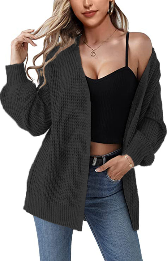 Damen Grobstrick-Cardigan mit lässigem Schnitt und offenen Ärmeln EB