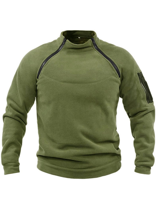 Herren Thermo-Fleecepullover mit hochschließendem Kragen und praktischen Taschen EB