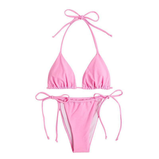 Damen Triangel-Bikini mit verstellbaren Bindebändern und nahtlosem Design EB