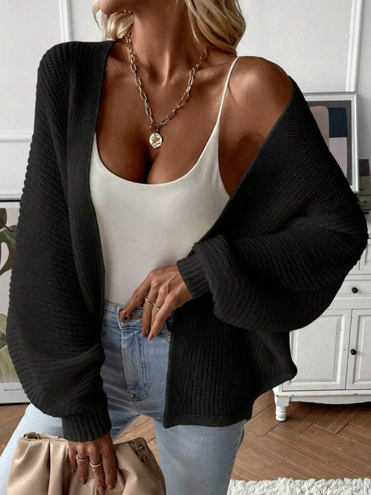 Damen Strickjacke mit modernem Waffelmuster und lässigem Schnitt EB