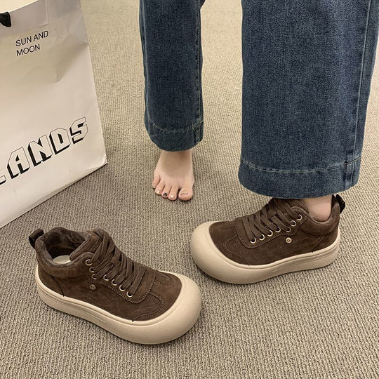 Damen Chunky Sneakers mit weichem Veloursleder und dämpfender Sohle EB