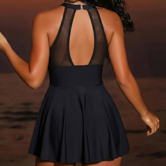 Damen Eleganter Badeanzug mit transparenten Einsätzen EB
