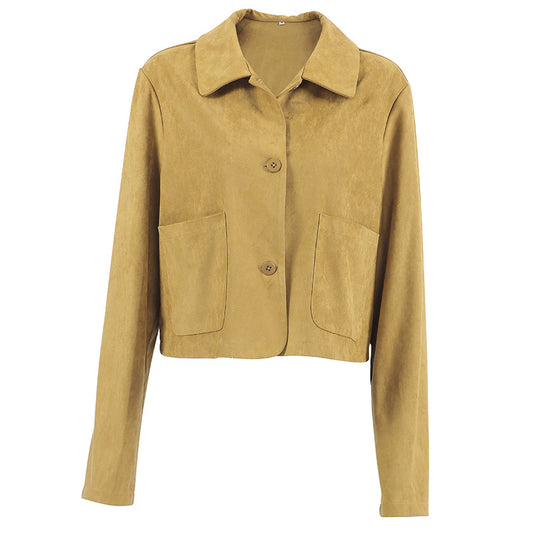 Damen Kurze Jacke mit eleganter Kragenlinie und praktischen Taschen EB