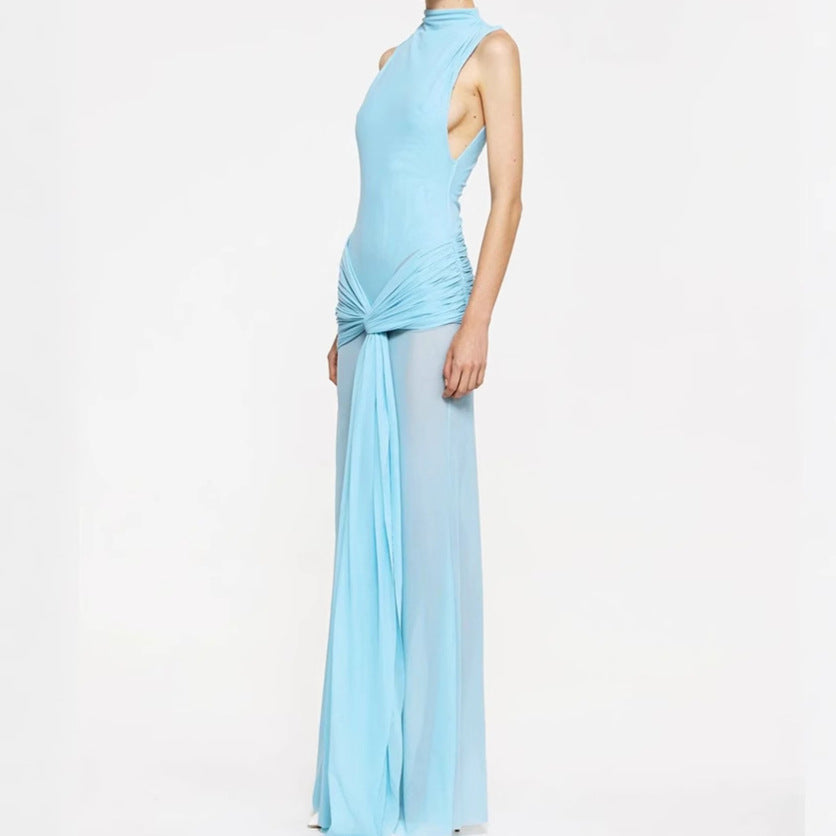 Damen Elegantes Maxikleid mit kreativen Drapierungsdetails und figurbetontem Schnitt EB