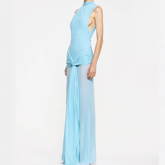 Damen Elegantes Maxikleid mit kreativen Drapierungsdetails und figurbetontem Schnitt EB