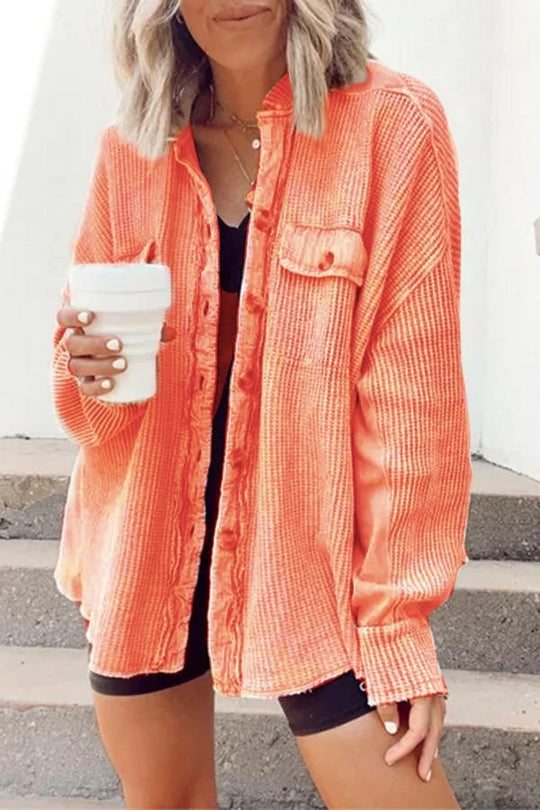 Damen lässige Oversized-Hemdjacke EB