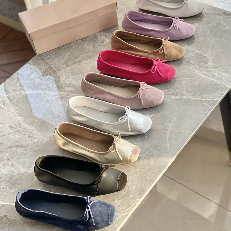 Damen Flache Ballerinas mit zierlichem Schleifenakzent EB
