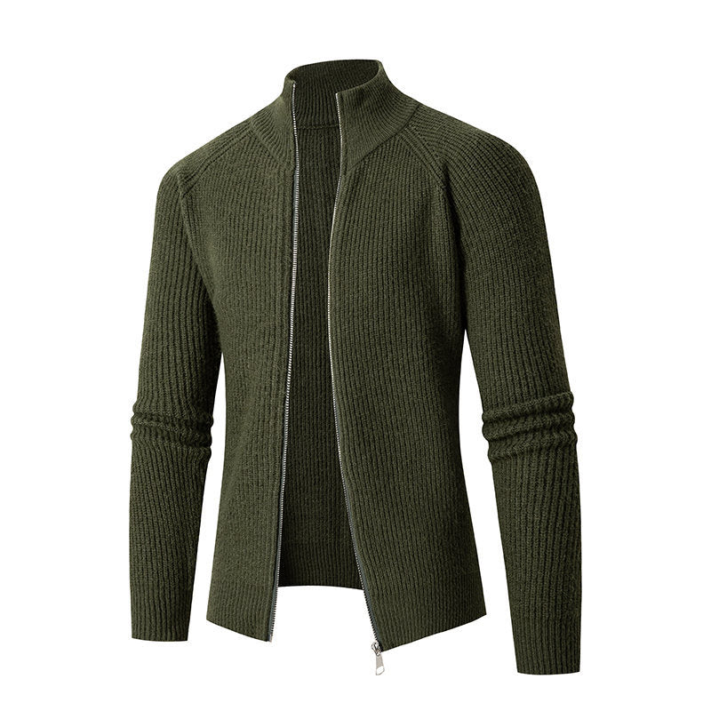 Herren modische Strickjacke mit durchgehendem Reißverschluss und hochgeschlossenem Kragen EB