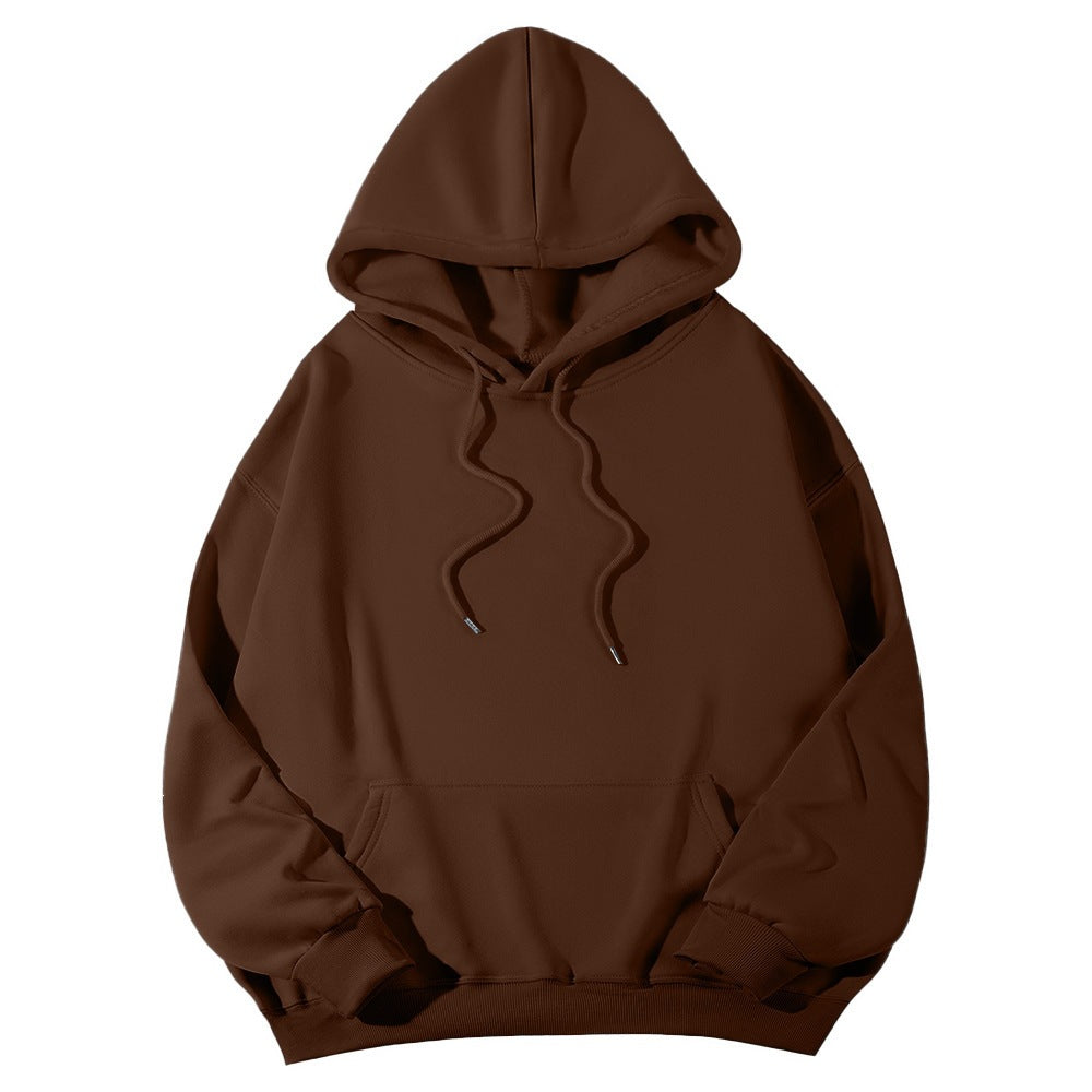 Unisex minimalistischer Kapuzenpullover mit verlängertem Rücken und Kängurutasche EB