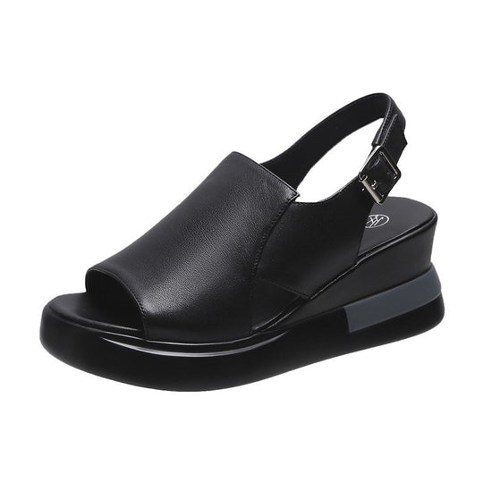 Damen Bequeme Plateau-Sandalen mit verstellbarem Riemen und anatomischem Fußbett EB