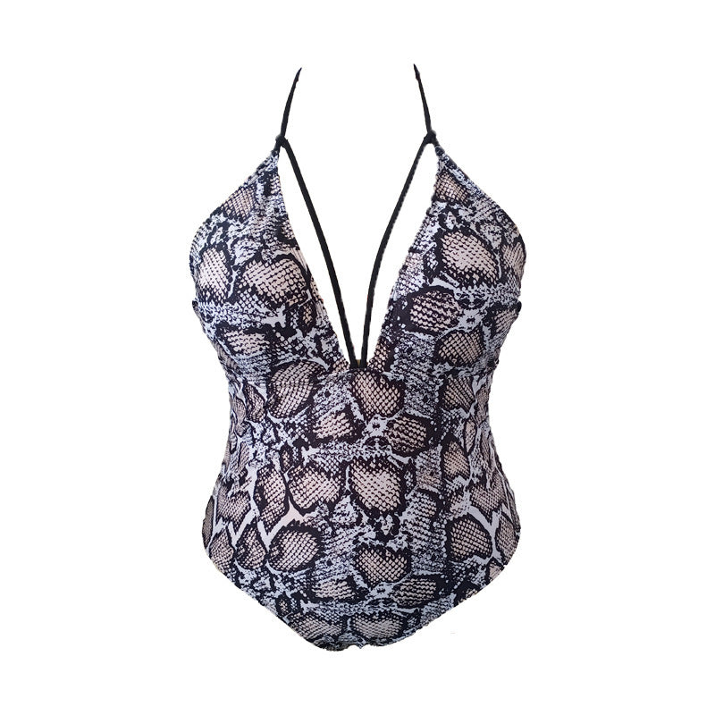 Damen Einteiler Badeanzug mit raffiniertem V-Ausschnitt und floralem Design EB