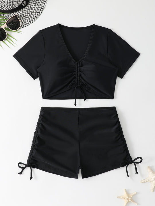 Damen sportliches Crop-Top und Shorts-Set EB