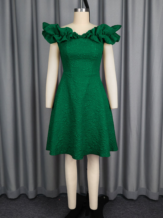 Damen Cocktailkleid mit voluminösen Rüschenärmel EB