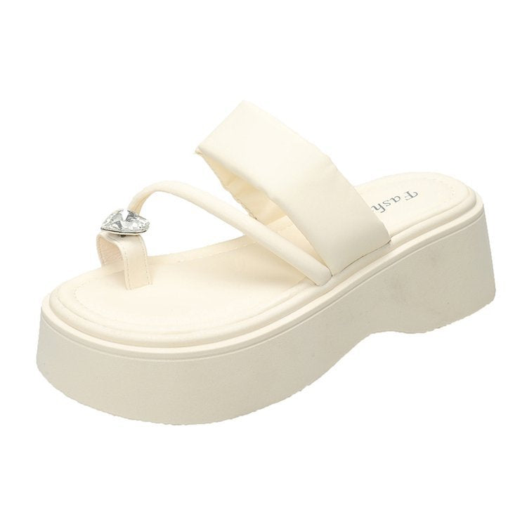 Damen Plateau-Sandalen mit funkelndem Schmuckdetail EB
