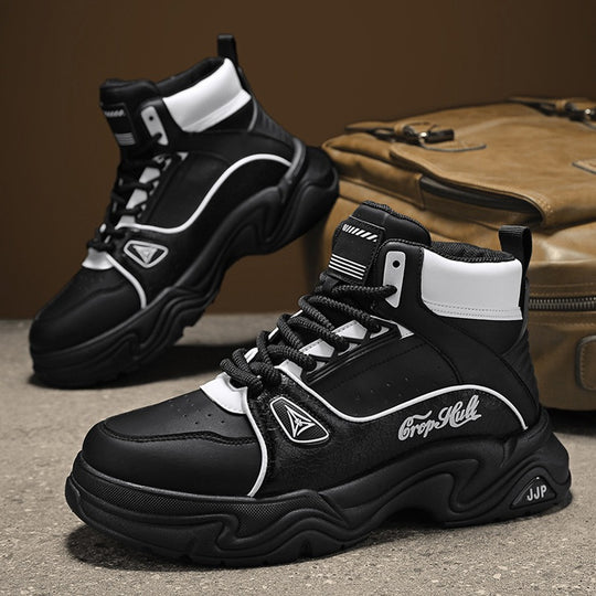 Herren High-Top City-Plateau-Sneaker mit skulpturierter Wellenlaufsohle, gepolstertem Knöchelkragen und griffiger Offroad-Traktion EB