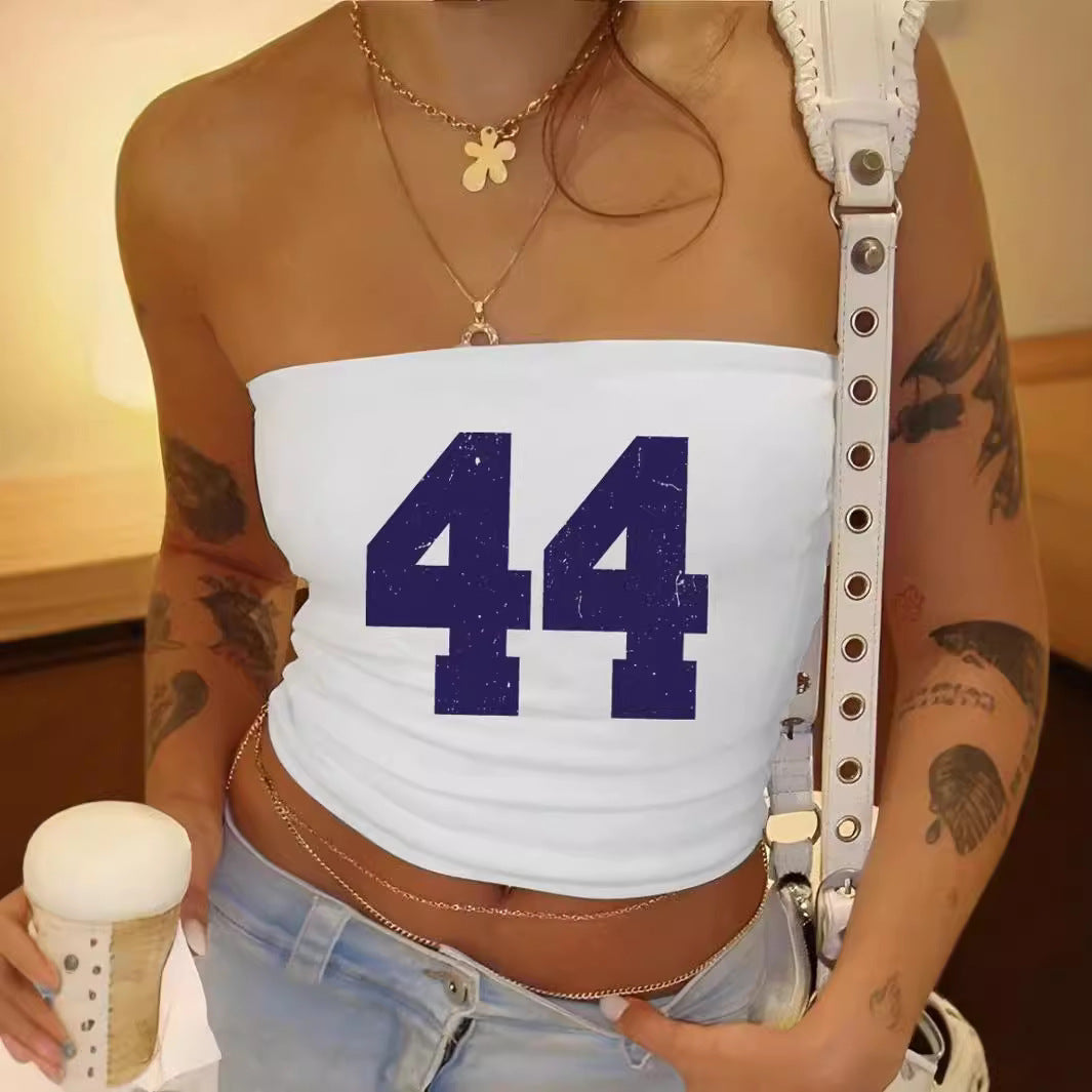 Damen Bandeau-Top mit stylischem Rock-Star-Print EB