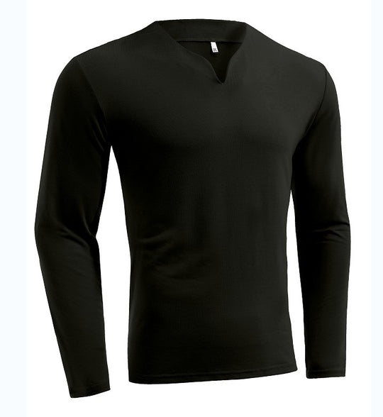 Herren nan Langarmshirt mit V-Ausschnitt Slim Fit Baumwollmix und elastischem Komfortbund EB