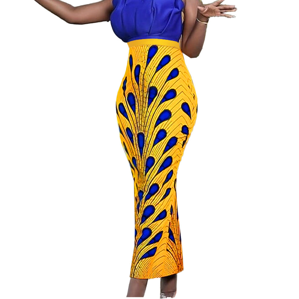 Damen Elegante Maxirock mit auffälligem afrikanischem Design EB