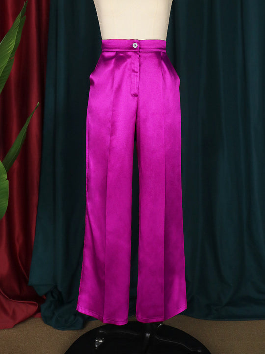 Damen elegante Satin-Hose mit weitem Schnitt EB
