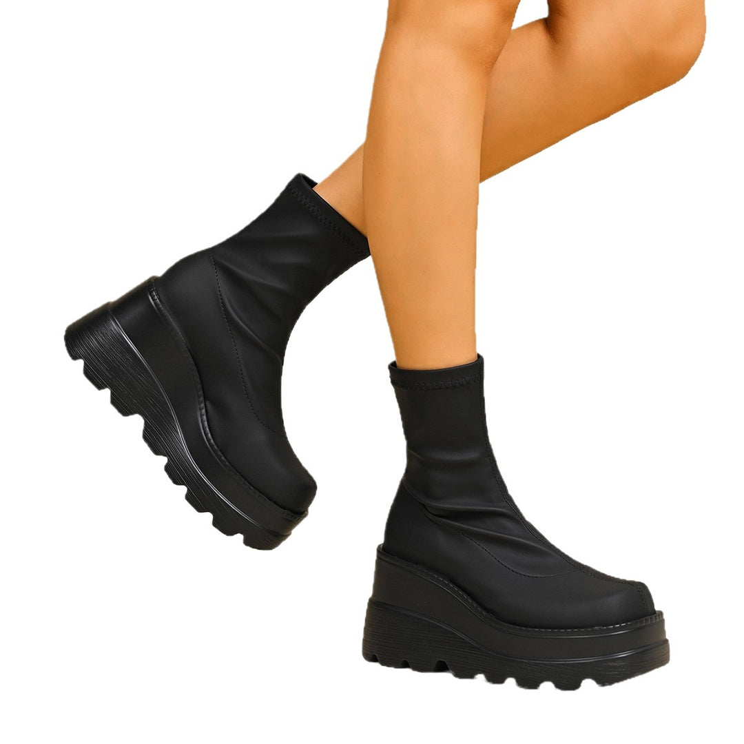 Damen High-Top Stiefeletten mit doppeltem Plateau EB