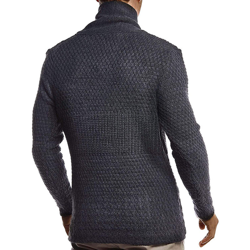 Herren strukturiertes Strickoberteil mit großem Kragen und praktischen Taschen EB