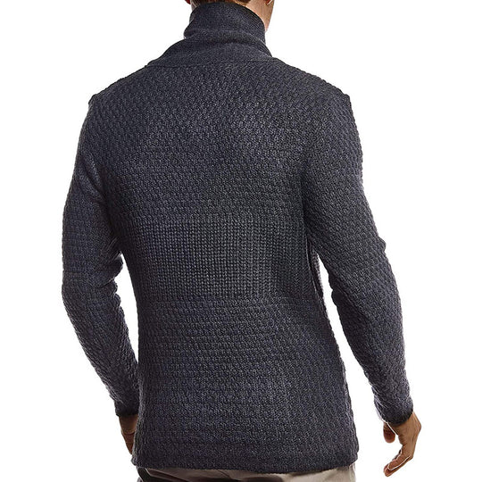 Herren strukturiertes Strickoberteil mit großem Kragen und praktischen Taschen EB