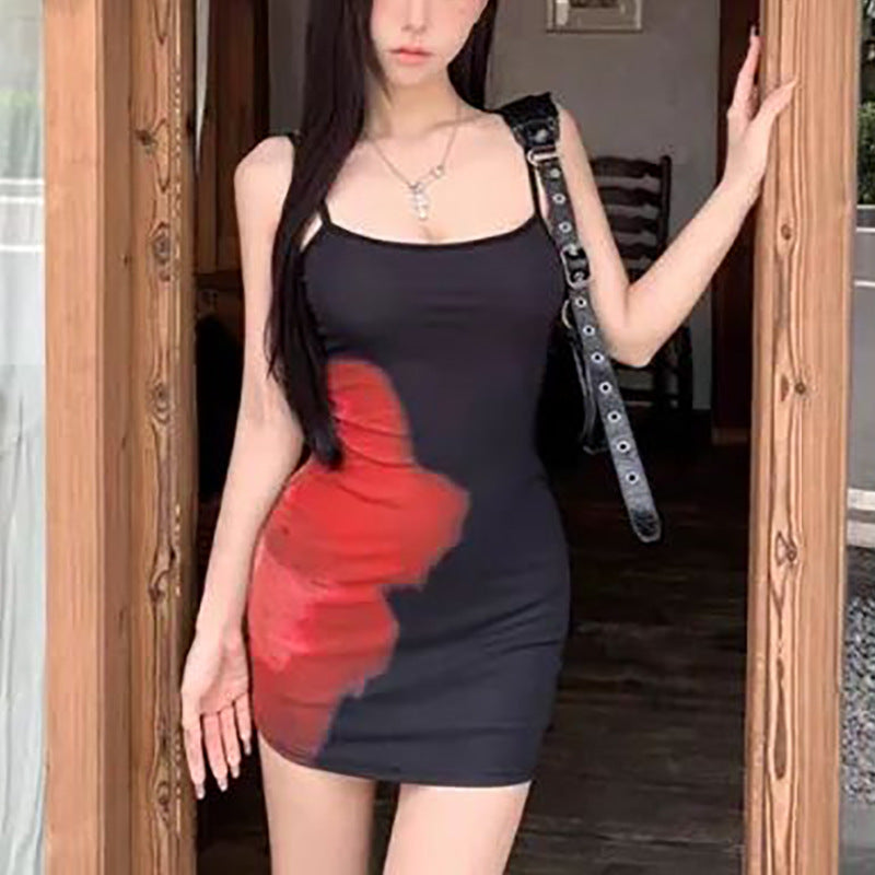 Damen figurbetontes Minikleid mit asymmetrischem Design und einzigartigem Farbverlauf EB