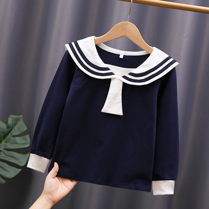 Mädchen Matrosen Sweatshirt mit stylischem Kragen EB