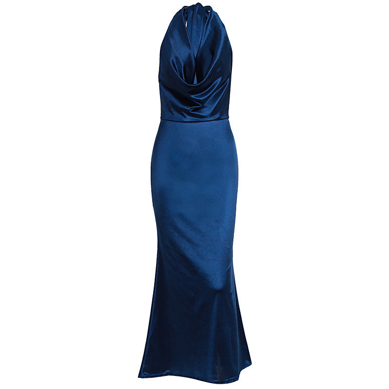 Damen Elegantes Wickelkleid aus luxuriösem Satin mit tiefem V-Ausschnitt EB