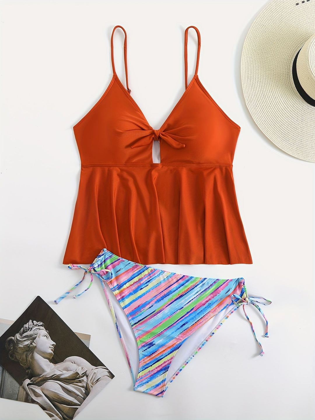 Damen Wickel-Bikini-Oberteil mit modischer Hose EB