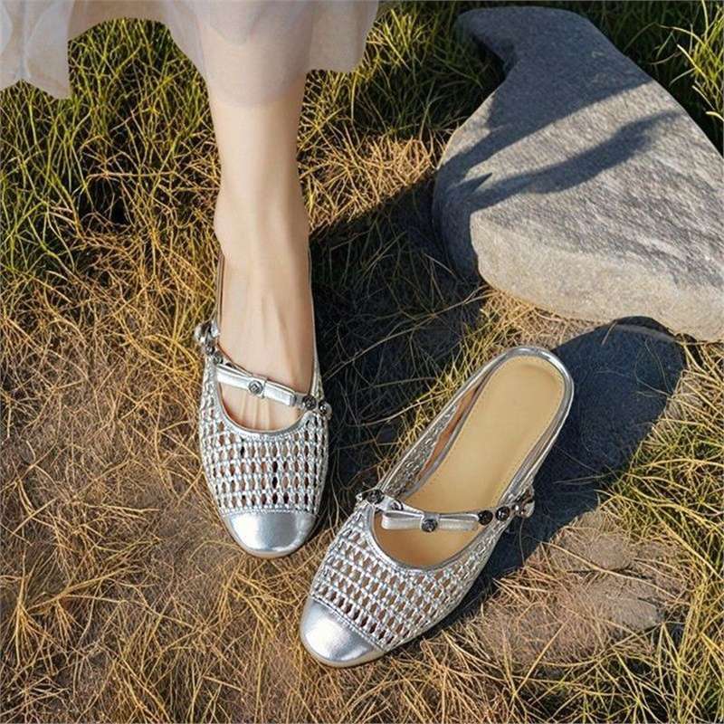 Damen elegante Ballerinas mit transparentem Netzdesign EB