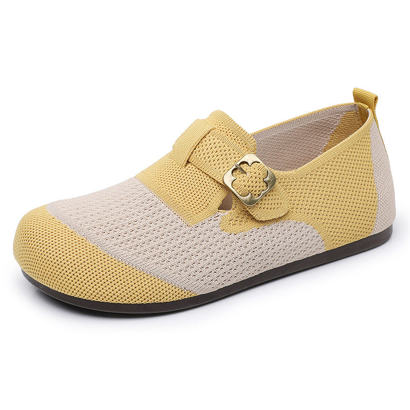 Damen Slip-On Schuhe mit verstellbarem Schnallenverschluss und atmungsaktiver Oberflächenstruktur EB