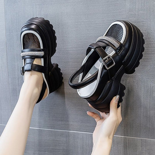 Damen Trendige Chunky Sandalen mit verstellbaren Riemen und dämpfender Sohle EB