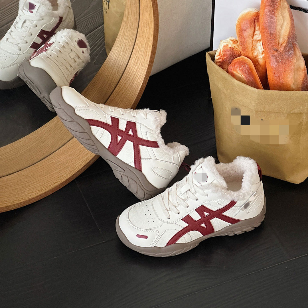 Damen Fleecegefütterte Sneakers mit rutschfester Sohle und modischem Design EB