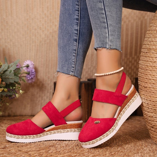 Damen Elegante Wedge-Sandalen mit atmungsaktivem Obermaterial EB