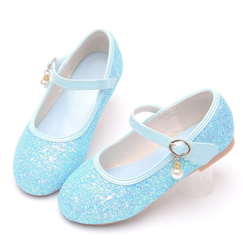 Mädchen Glitzernde Ballerinas mit Riemchen und Perlenapplikation EB