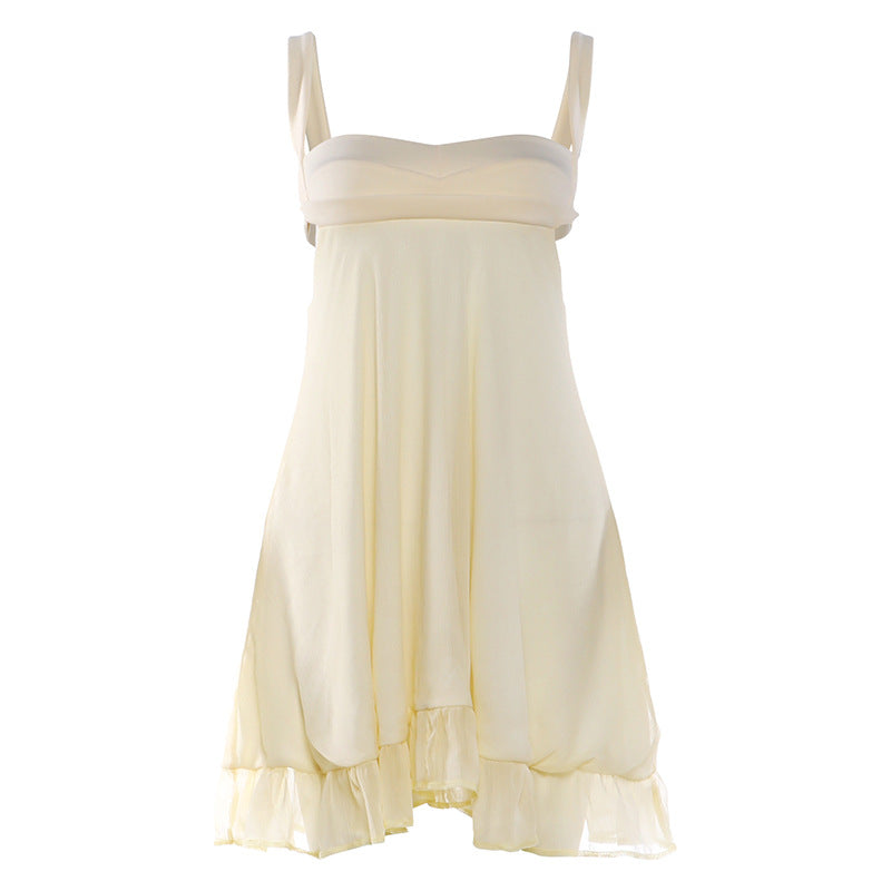 Damen Chiffonkleid mit fließendem Saum und herzförmigem Ausschnitt EB