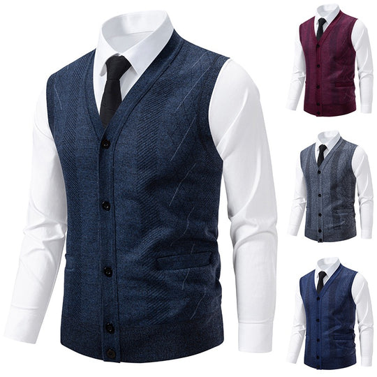 Herren elegante Weste mit strukturiertem Design und praktischen Taschen EB