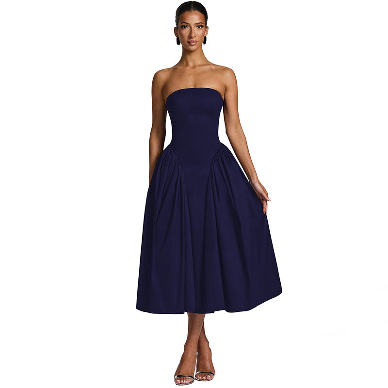 Damen Maxikleid mit schulterfreiem Design und fließendem Schnitt EB