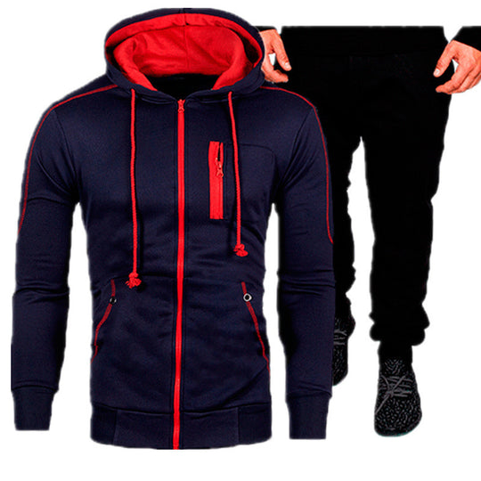 Herren sportliches Kapuzenjacken- und Jogginghosen-Set EB