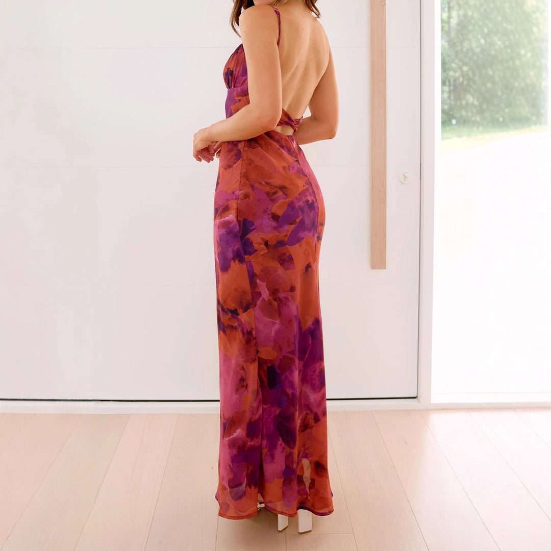 Damen Elegantes Maxikleid mit sanften Farbverlauf und filigranen Spaghettiträgern EB