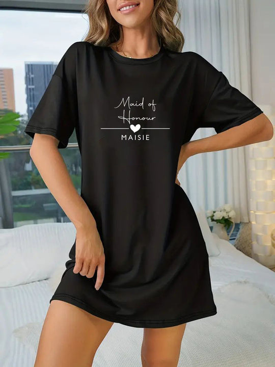 Damen T-Shirt-Kleid mit künstlerischem Blumenmotiv und figurbetontem Schnitt EB