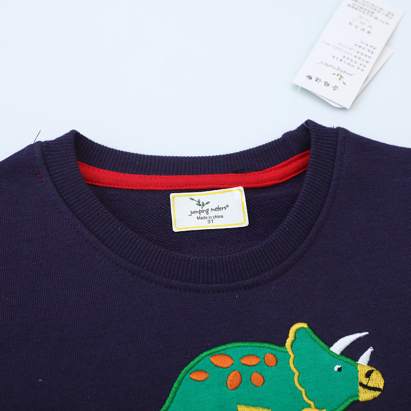 Jungen Sweatshirt mit buntem Dinosaurier-Applikationen EB