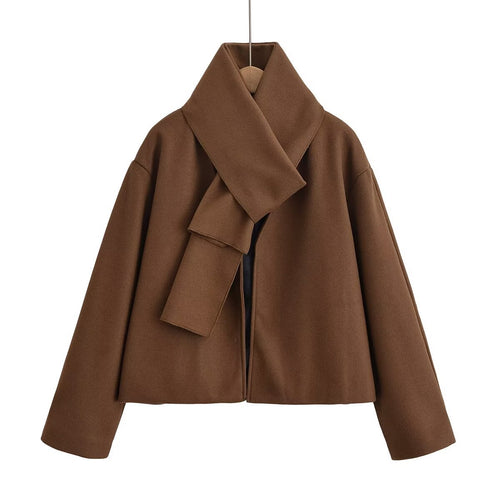 Damen elegante kurz geschnittene Jacke mit großem Kragen EB
