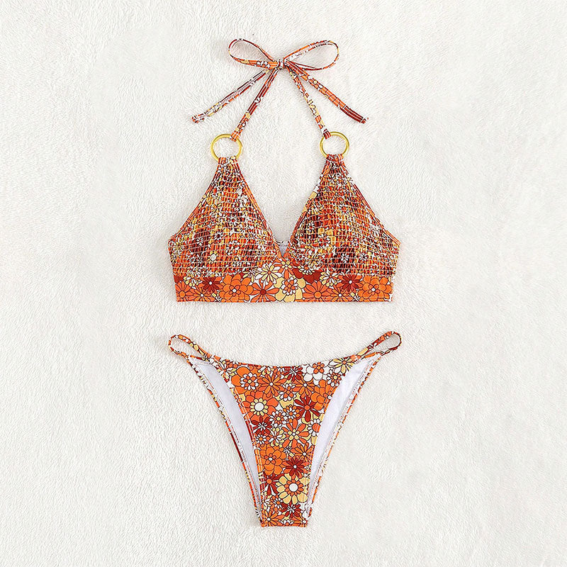 Damen Triangel-Bikini mit dekorativen ringförmigen Akzenten EB