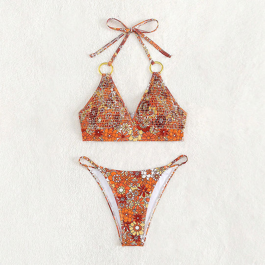 Damen Triangel-Bikini mit dekorativen ringförmigen Akzenten EB